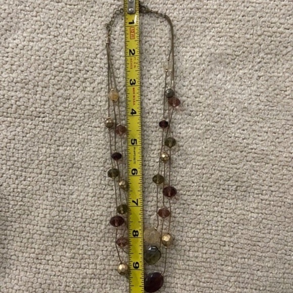 Three-Row Multi-Color Stone Necklace - Picture 2 of 4